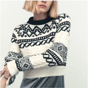 ZARA WOMAN JACQUARD KNIT SWEATER SIZE S